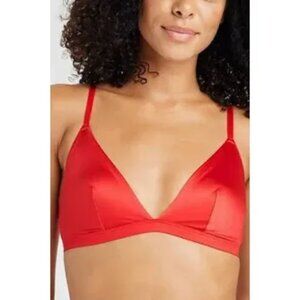 Auden size Large Satin Unlined Triangle Bralette Red Women's